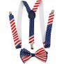 New American Flag Suspender and BOW TIE Matching SET Tuxedo Wedding Suit - B5PCCTTP3