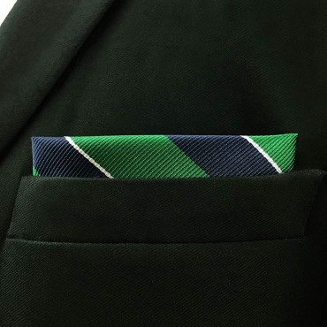 S&W SHLAX&WING Men's Ties Necktie Green Blue Stripe - B4G2ADAEN