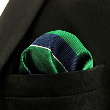 S&W SHLAX&WING Men's Ties Necktie Green Blue Stripe - B4G2ADAEN