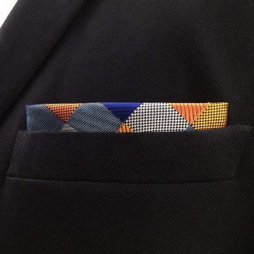 S&W SHLAX&WING Tie Sets for Men Neckties Blue Orange Check - BLN0PIKIE