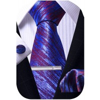 STEFANO CORVALI Mens Classic Tie Pocket Square Cufflinks Clip Set Necktie with Hanky for Men - BS7L12WJ6