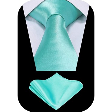 TIE G Solid Satin Color Formal Necktie and Pocket Square Sets in Gift Box - BVVATO5I4