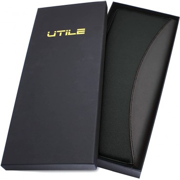 UTILE Tie PU Leather Storage Case for Travel – Holder for Tie Necktie Bow Tie Tie Bar and Cufflinks 17.3 x 6.7 x 1.6 Inches Black 1 Unit - BB2T5L3IK