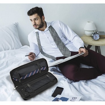 UTILE Tie PU Leather Storage Case for Travel – Holder for Tie Necktie Bow Tie Tie Bar and Cufflinks 17.3 x 6.7 x 1.6 Inches Black 1 Unit - BB2T5L3IK