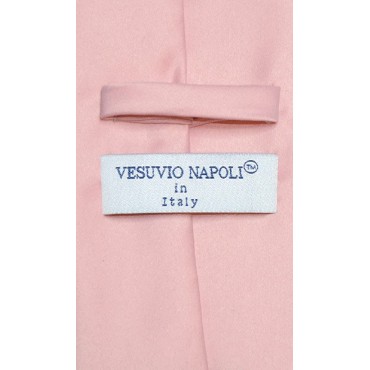 Vesuvio Napoli Solid DUSTY PINK Color NeckTie & Handkerchief Men's Neck Tie Set - B5SN7J9D1