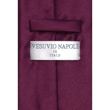 Vesuvio Napoli Solid EGGPLANT PURPLE NeckTie & Handkerchief Men's Neck Tie Set - B2NGPH3SN