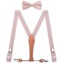 WDSKY Mens Boys Suspenders and Bow Tie Elastic with Leather Y-Back - BH3IW48SR