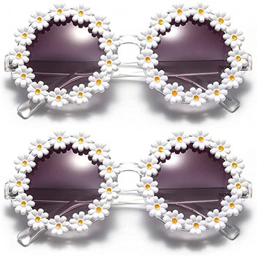 Dollger Retro Daisy Sunglasses for Women Flower Round Fashion Disco Festival Sunglasses - BAH337SNO