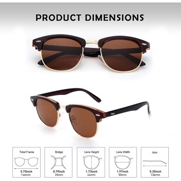 GQUEEN Classic Horn Rimmed Semi Rimless Polarized Sunglasses for Men Women GQO6 - BKDOLYV1P