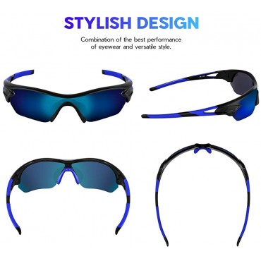 Polarized Sports Sunglasses for Men Women Youth Baseball Cycling Running Driving Fishing Golf Motorcycle TAC Glasses UV400 - BZWB0FNWE