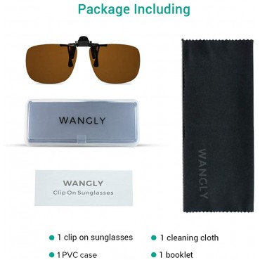 Wangly Polarized Unisex Clip On Flip Up Sunglasses Over Prescription And Reading Glasses Frames Suitable For Driving - B1UI3SPFW