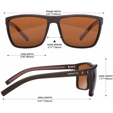 ZENOTTIC Polarized Sunglasses for Men Lightweight TR90 Frame UV400 Protection Square Sun Glasses - BQKKGI0FN
