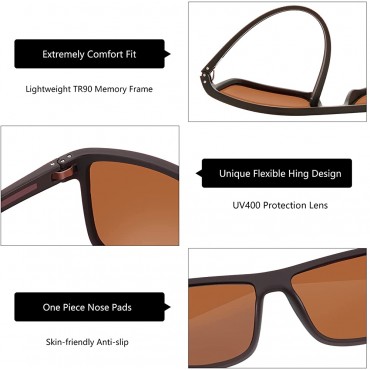 ZENOTTIC Polarized Sunglasses for Men Lightweight TR90 Frame UV400 Protection Square Sun Glasses - BQKKGI0FN
