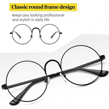 Retro Round Metal Frames Glasses-Clear Lens Non Prescription Circle Glasses for Women Men - BXB50XZ4F