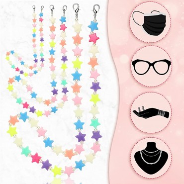 8 Pieces Mask Chains for Kids Beaded Lanyard Acrylic Face Strap Necklaces Kids Mask Holder Necklace for Girls Women Children Glasses Artsy Style - B9UNNSJM4