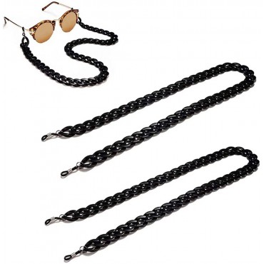 Borsgye 2PCS Eyeglass Chain Holder Reading Glass Cords Lanyard Alloy Eyewear Retainer Chain Metal Necklace Chain Sunglass Strap Holder with Rubber Ends –Acrylic Twist Link - BD0BQVN6Y