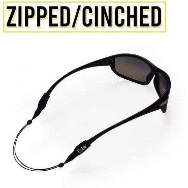 Cablz Colorz Zipz Adjustable Eyewear Retainer Strap | Adjustable Lightweight Low Profile Off-The-Neck Eyewear Retainer Coated Stainless 14 Inch Black Gold - B5PYEFRG1