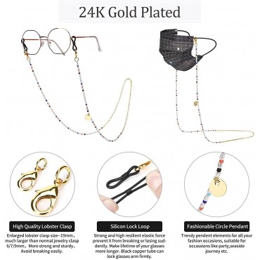 Glasses Holder Eyeglass Chain for Women Gold Plated Stainless Steel with Beaded Fashion Gift Sunglasses Chains Strap Stylish Face Mask String Lanyard 82cm 32.3inch - BVF55Q1E2