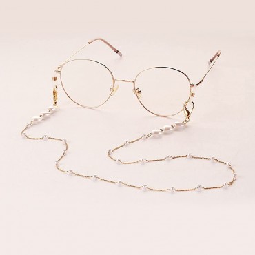 HOSD Eyeglass Chain Love Heart Shaped Pearl Glasses Mask Lanyard Strap Cords Casual Women Sunglasses Reading Eyewear Chain 1 PCSSilver One Size - B32XH0I48