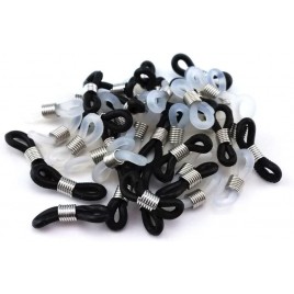 Inovat 50 PCS Black Color & 50 PCS Transparent Color Rubber Connectors Ends for Eye Glasses Holder Necklace Chain 21x6mm Nickel Tone - BI1APPYSN