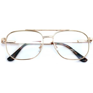 Metal Tear Drop Clear Len Glasses Big Lens Spring Hinge Square Fashion Gold Gunmetal - BEBMS8Y45