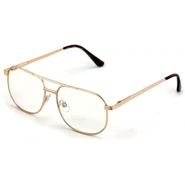 Metal Tear Drop Clear Len Glasses Big Lens Spring Hinge Square Fashion Gold Gunmetal - BEBMS8Y45