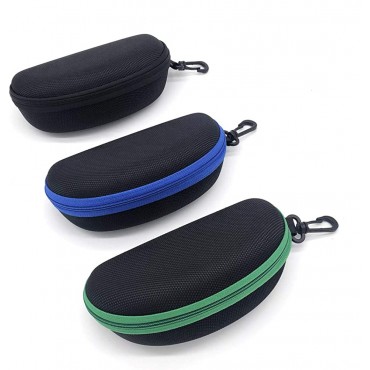 3 Pack Sunglasses Case Portable Travel Zipper Eyeglasses Case Hook With Cleaning Cloth - B8IA2W2P5