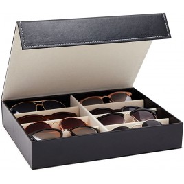 8 Slot Glasses Storage Case Sunglass Tray Multiple Eyeglasses Organizer Box Black 13 x 10 inches - BW40JOXYK