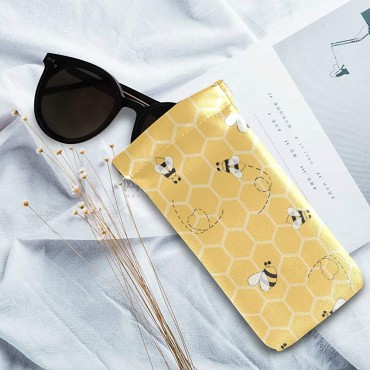 AUUXVA Yellow Animal Bee Sunglasses Case Portable Multiuse Glasses Holder Pocket Eyeglass Accessories for Women Man - B90F9APC1