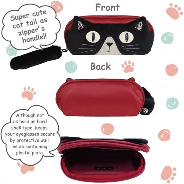 Cute Glasses Case Hard Shell [ Designed in Japan ] Unique Cat Eyeglass Case Hard Shell for Animal and Cat Lovers Gift - BTNJACRUD