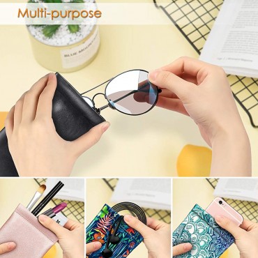 Fintie Eyeglasses Pouch with Cleaning Cloth Portable Squeeze Top Vegan Leather Soft Glasses Case Anti-Scratch Sunglasses Bag - B72NNV65C