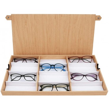 Ikee Design 12 Slots Eyewear Storage Organizer for Small or Medium Glasses Display Tray Wood Pattern Cover for Eyeglasses Watches and Jewelry Oak 19”W x 10”D x 1 1 2 H Regular Full Covered - BCCRPEADL