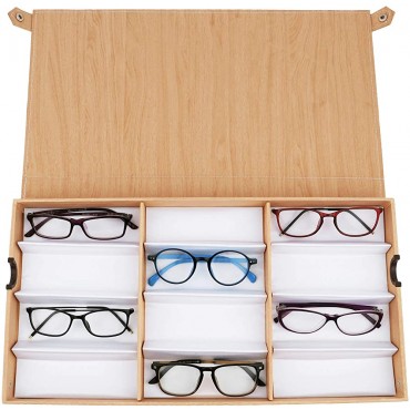 Ikee Design 12 Slots Eyewear Storage Organizer for Small or Medium Glasses Display Tray Wood Pattern Cover for Eyeglasses Watches and Jewelry Oak 19”W x 10”D x 1 1 2 H Regular Full Covered - BCCRPEADL