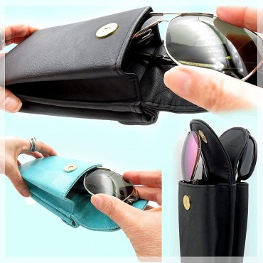 MyEyeglassCase Extra-Large Double Eyeglass Case Dual Pouch for Glasses & Sunglasses Semi Hard for two frames - B6S02YBZA