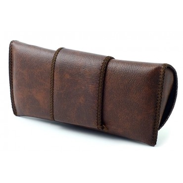 Soft Eyeglass Case Faux Leather Attaches to Belt Horizontal Brown 6.5x3x1Inch - BYD0JDVIU