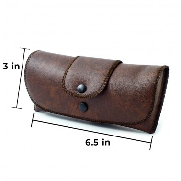 Soft Eyeglass Case Faux Leather Attaches to Belt Horizontal Brown 6.5x3x1Inch - BYD0JDVIU