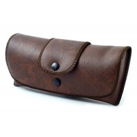 Soft Eyeglass Case Faux Leather Attaches to Belt Horizontal Brown 6.5"x3"x1"Inch - BYD0JDVIU