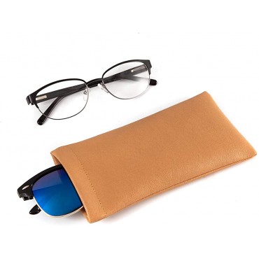Squeeze Leather Sunglasses Pouch 3 Pack Spring Storage Glasses Pouch Holder - BOGT4BP9P