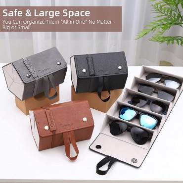 Sunglasses Organizer with 5 Slots Travel Glasses Case Storage Bag Foldable Eyeglasses Holder Box Hanging Eyewear Holder - B3NLLFYF2