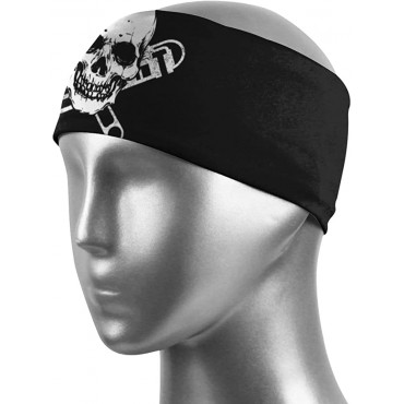 Funny Plumber Pipe-Fitter Wrench Skull Unisex Running Headband Suitable for Running Cycling Basketball Yoga Fitness Workout Elastic Hair Band - BT2FCVCJS