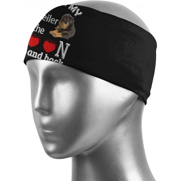 I Love Rottweiler Dog Unisex Running Headband Suitable for Running Cycling Basketball Yoga Fitness Workout Elastic Hair Band - BUBQTAURT