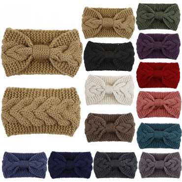 Knit Bow Headbands for Women Yoga Elastic Hair Band Wrap Workout Running Sport Non Slip Sweat Hair Wrap Scarf for Girl - B241SLOUD