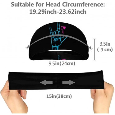 Sign Language I Love You Unisex Running Headband Suitable for Running Cycling Basketball Yoga Fitness Workout Elastic Hair Band - BIC4PZDCH