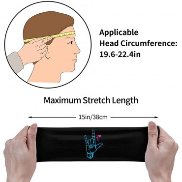 Sign Language I Love You Unisex Running Headband Suitable for Running Cycling Basketball Yoga Fitness Workout Elastic Hair Band - BIC4PZDCH