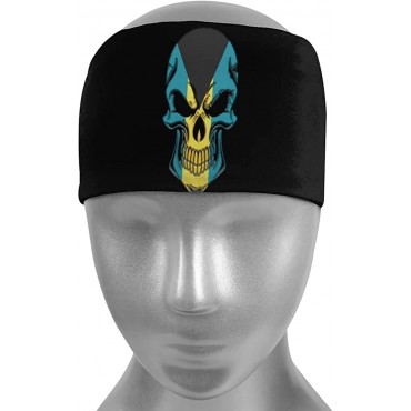 The Bahamas Flag Skull Unisex Running Headband Suitable for Running Cycling Basketball Yoga Fitness Workout Elastic Hair Band - B9R3IGRPI