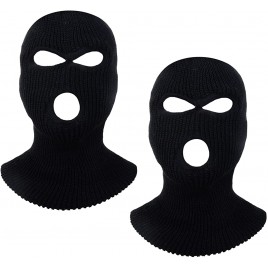 2 Packs Ski Mask 3 Hole Knitted Full Face Cover Balaclava Mask Halloween Party Cycling Mask Beanies Hat for Outdoor Sports - BFZ7MY9MU