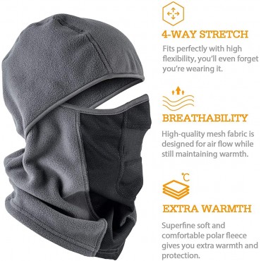AstroAI Balaclava Ski Mask 2 Pack Winter Fleece Thermal Face Mask Cover for Men Women Warmer Windproof Breathable Cold Weather Gear for Skiing Outdoor Work Riding Motorcycle & Snowboarding Gray - BMFFI5GIY