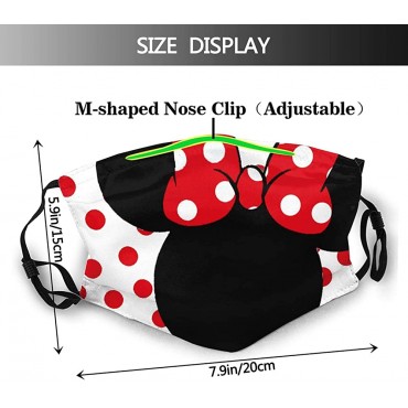Cute Red Bow Face Mask Kawaii Polka Dot Mask Reusable Washable Balaclavas for Adults with 2 Filters - BEIRRS928