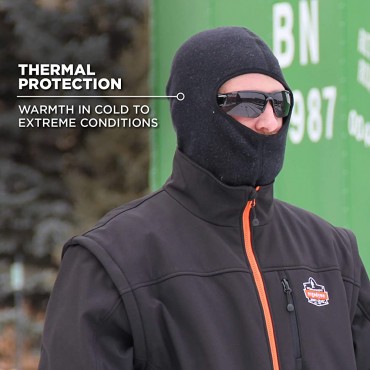 FR Rated Balaclava Winter Face Mask Thermal Fire Resistant Modacrylic Fleece Ergodyne N-Ferno 6828,Black - BW4G3KPS5