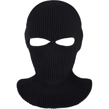 Full Face Cover Knitted Balaclava Face Mask Winter Ski Mask with 2-Hole for Winter Adult Supplies - BCT926UJ3